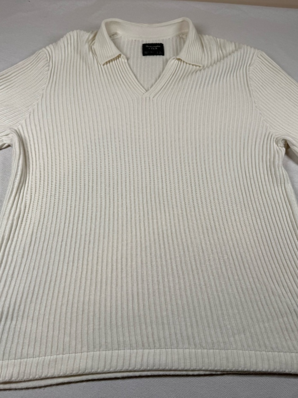 Abercrombie & Fitch Men's Short Sleeve Woven Collared Polo Sweater Size Large